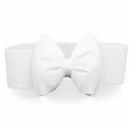 Centura eleganta din elastic cu funda BLT060BB Alba - HandMade